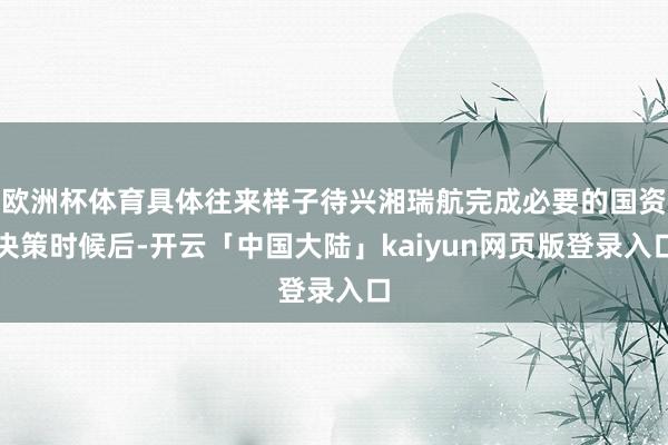 欧洲杯体育具体往来样子待兴湘瑞航完成必要的国资决策时候后-开云「中国大陆」kaiyun网页版登录入口